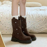 Joskaa Boots Women's 2025  New Summer Hollow Mid-tube Tooling Breathable Thin Western Cowboy