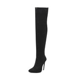 thanksgiving outfit Joskaa Design Thigh Boots Pointed Toe Stilettos Sexy Stretch Female Booties Size 45 46 47 48 Fashion Party Shoes