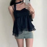 Joskaa 2000s Aesthetic Sleeveless Solid Tops Hot Girls Korean Fashion Sweet Tank Top Summer Casual Basic Pure Color Camis Woman Chic