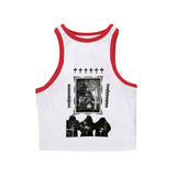 Joskaa Y2K Punk Rock Aesthetic Harajuku Retro Casual Tank Tops Gothic Emo Girls Sleeveless Crop Tops Sexy Chic Slim Fashion Streetwear