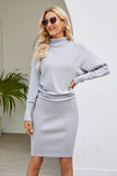 Joskaa Ribbed Mock Neck Long Sleeve Dress