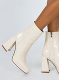 Joskaa Jamie Croc Platform Boots Cream