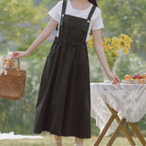 Joskaa Academia Literary And Forest Suspender Skirt College Style Dress