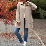 christmas outfit Joskaa Women's Outwear Turn Down Collar Solid Color Casual Loose Commuting Plus Size Woolen Coat Autumn Winter Fashion Versatile Jacket