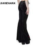 Joskaa American High Street Dark Gothic Cross Embroidered Bell Bottom Pants for Women's Outfit High Waisted Slimming Y2k Pants