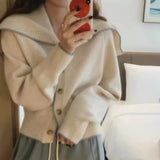 christmas outfit Joskaa 2025 New Autumn Winter Cashmere Cardigan Sailor Collar Women's Loose Cashmere Sweater Cardigan Female Coat