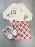 Joskaa 2025 Spring Sweet Skirt Suits Women Casual Cute Slim Crop Tops + Y2k Plaid Mini Skirt  Female Korean Fashion Kawaii 2 Piece Set