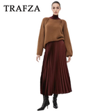 thanksgiving outfit Joskaa 2024 Spring Summer Casual Folds Long Skirts Fashion Vintage Solid Satin Oversized High Waist Chic Elegant Lady Skirts