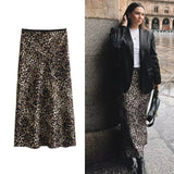 Joskaa women's skirts leopard midi skirt woman vintage high waist skirts for women print summer long skirt stylish elegant skirts