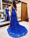 Joskaa Sapphire Blue Evening Dress Sexy Spaghetti Strap Fishtail Prom Dress 2024 Glitter Mermaid Party Dress فساتين مناسبة رسمية-(PRE-ORDER)