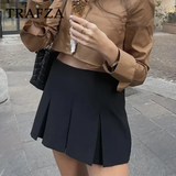 thanksgiving outfit Joskaa 2024 Spring Summer Women Casual Tierred Mini Skirts Fashion Vintage Solid High Wasit Ruffles Pleated Sexy Shorts Skirts