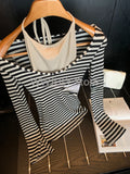 Joskaa Woman Sexy Slim Bodycon Dress Set Hot Girls Elegant Stripe Y2k Mini Dress Casual Party Club Korean Fashion Dress Design Chic