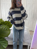 Joskaa Casual all-match vintage sweater Harajuku hip-hop streetwear autumn and winter chic striped sweater cute sweetheart emo girl top