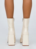 Joskaa Jamie Croc Platform Boots Cream