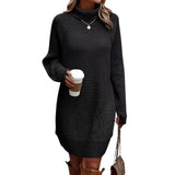 thanksgiving outfit Joskaa Women s Fall Mini Dress Long Sleeve Turtleneck Solid Color Knitted Dress Casual Sweater Dress