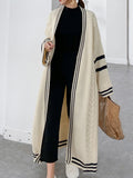 christmas outfit Joskaa Urban Loose Contrast Color Striped Cardigan Coat