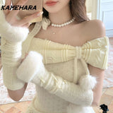 Joskaa Japanese Kawaii Summer Sweet Y2k Lace Splicing One Shoulder Design Top High Waist Cake Skirt Retro Two Piece Set Платье