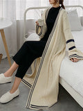 christmas outfit Joskaa Urban Loose Contrast Color Striped Cardigan Coat