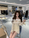 Joskaa Autumn New Elegant Slim Lace Party Dress Women Casual Office Lady Shirt Dress Female 90s Retro Korean Fashion Mini Dress 2025
