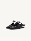 Joskaa Punk Gothic Metal Buckle Low Heels Sandals Women 2024 New Pointed Toe Thick Heeled Summer Slippers Woman Platform Muller Shoes