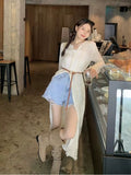 Joskaa Summer Single Breasted Sexy Women Dresses Streetwear Y2k Aesthetic Solid Slim Dress Fairy Harajuku Lace Patchwork Grunge Vestido