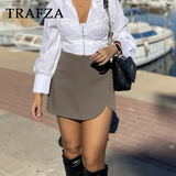 thanksgiving outfit Joskaa 2024 Autumn Winter Women Casual Mini Asymmetrical Skirts Shorts Fashion Sexy High Waist Solid Back Pockets Female Shorts