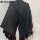 Joskaa Japanese Women Clothing Autumn Winter Women's Cape Windbreaker Coat Gothic Stand Collar Double-breasted Harajuku Cloak Jacket