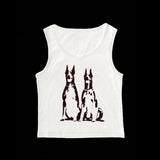 Joskaa Printed tank casual sexy mood girl aesthetic chic Y2K crop top animal pattern cute Harajuku urban beauty retro women's suspender