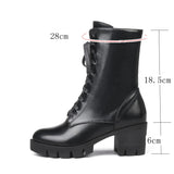 thanksgiving outfit Joskaa Ankle Boots Women Platform Shoes Rubber Lace Up Black Autumn Chunky Boots big size 46