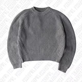 Joskaa Solid color knitted striped sweater fashionable pure cotton Harajuku Y2K top retro American commuter hop rock loose mens sweater