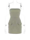 Joskaa Lace-up hollow strapless butt-covering dress