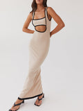 Joskaa Backless hollow strapless long dress with hip covering