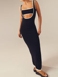 Joskaa Backless hollow strapless long dress with hip covering