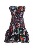 Joskaa New tube top design ultra short ruffle floral dress