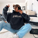 Black Friday Joskaa American Retro Tibetan Blue Lazy Style Hoodie Women's Autumn European And American Street Oversize Hot Girl Hoodie Jacket