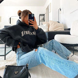 Black Friday Joskaa American Retro Tibetan Blue Lazy Style Hoodie Women's Autumn European And American Street Oversize Hot Girl Hoodie Jacket