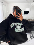 Black Friday Joskaa American Style Retro Black Letter Loose Hooded Sweater Women's Autumn Vintage European And American Style Street Hot Girl Casual Hoodie