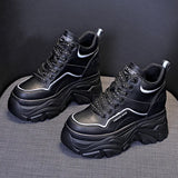 Joskaa 2024 New Platform Black Leather Sneakers