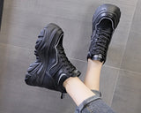 Joskaa 2024 New Platform Black Leather Sneakers