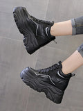 Joskaa 2024 New Platform Black Leather Sneakers