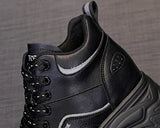 Joskaa 2024 New Platform Black Leather Sneakers