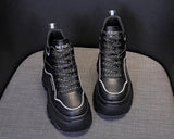 Joskaa 2024 New Platform Black Leather Sneakers