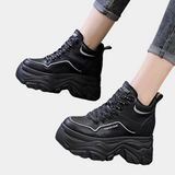 Joskaa 2024 New Platform Black Leather Sneakers