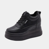 Joskaa 2024 New Synthetic Leather Black Platform Sneakers