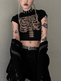 Joskaa Vintage Skeleton Printed Crop Top