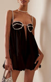 Joskaa Suspenders and diamond strips with large swing pleated dress