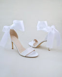 JOSKAA 2024 New Fashion High Heel Satin High Heel Wedding Sandals with Wrapped Ankle Tie