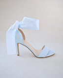 JOSKAA 2024 New Fashion High Heel Satin High Heel Wedding Sandals with Wrapped Ankle Tie