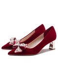 JOSKAA RED THIN HEELS AND POINTED WEDDING SHOES