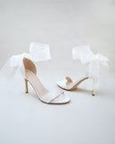 JOSKAA 2024 New Fashion High Heel Satin High Heel Wedding Sandals with Wrapped Ankle Tie